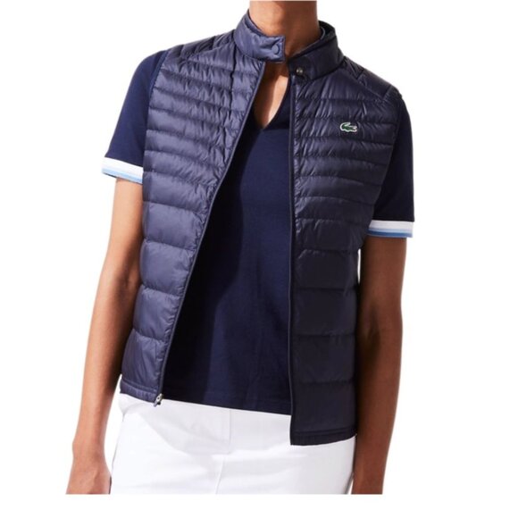 Lacoste Women's Water-Resistant Quilted Technical Golf Vest navy blue size 38 - Picture 1 of 13